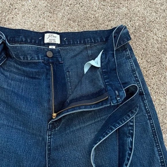 J. Crew Rayner Cropped Wide Leg Jeans Dark Wash 31 Self Belt NWT - Picture 7 of 10